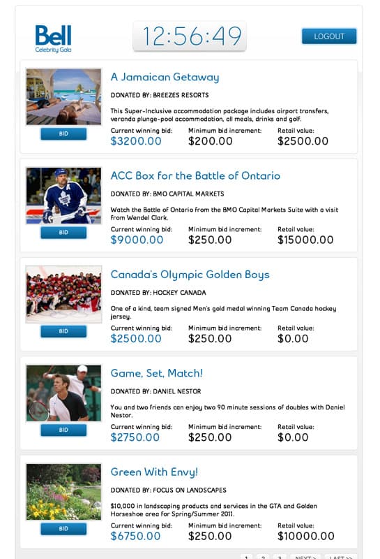 Bell Celebrity Gala: Interactive Auction Screenshot 2