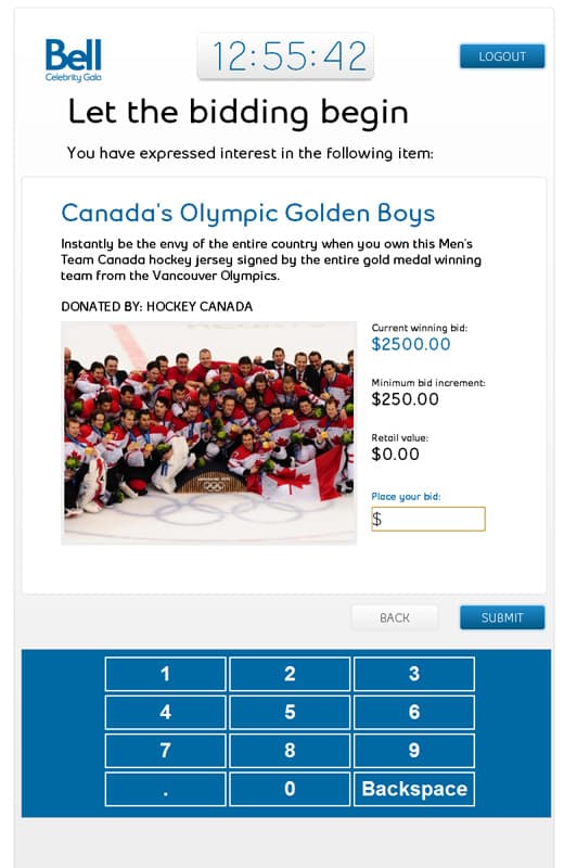 Bell Celebrity Gala: Interactive Auction Screenshot 3
