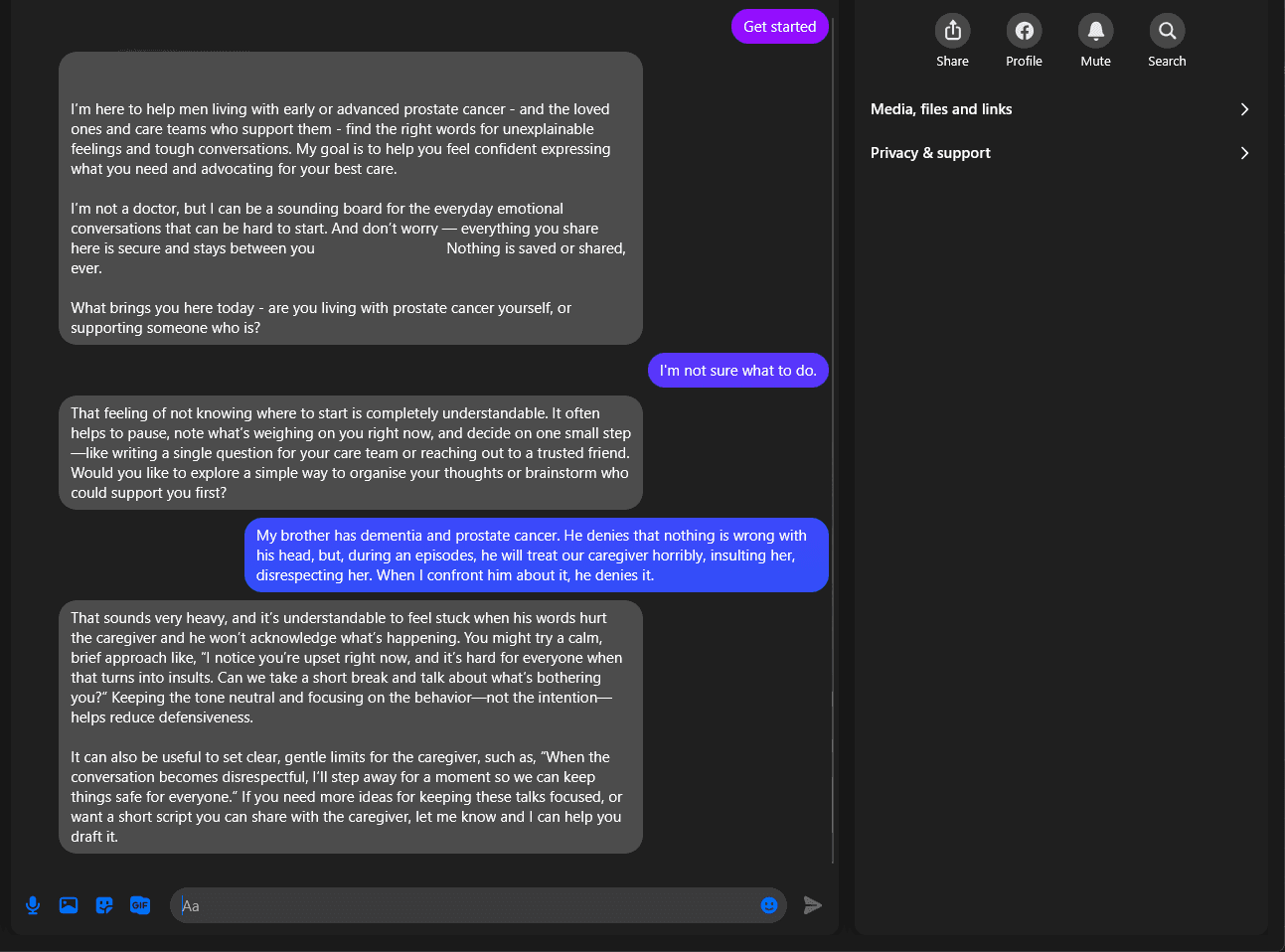 Prostate Cancer Conversation Helper Screenshot 1